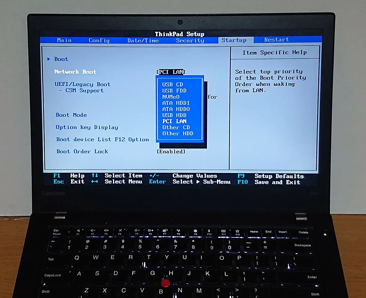 ThinkPad dizüstü bilgisayarın UEFI BIOS ayarları