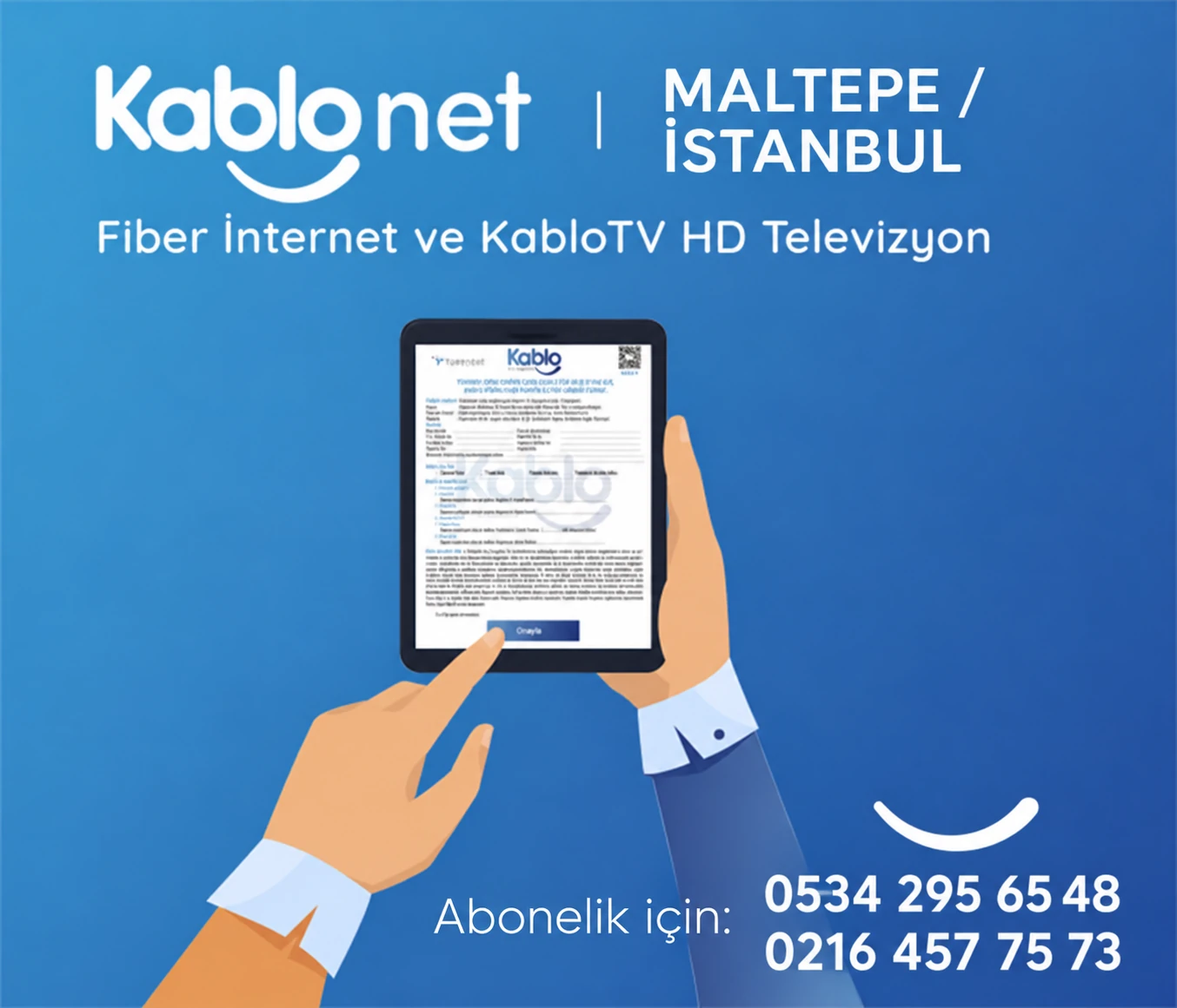 Kablonet Maltepe İstanbul fiber internet ve KabloTV aboneliği; iletişim: 0534 295 65 48 ve 0216 457 75 73
